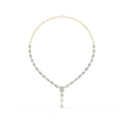 Round, Oval, Emerald At All Shapes Lab grown Diamond 14k Solid Gold Antic Look Diamond Necklace for Her