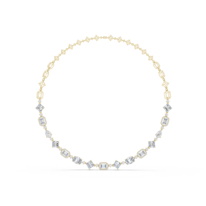 Round, Pear, Emerald,  Shapes Lab Grown Diamond 18k Solid Gold Vintage Classic Diamond Necklace