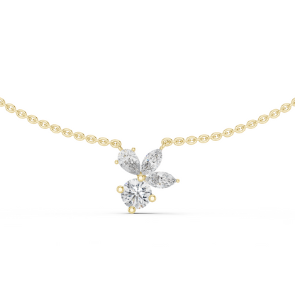 2.21 Carat Marquise ,Pear & Round Shape Lab Grown  Solitaire Vintage Four Stone Diamond Necklace For Party Wear Look