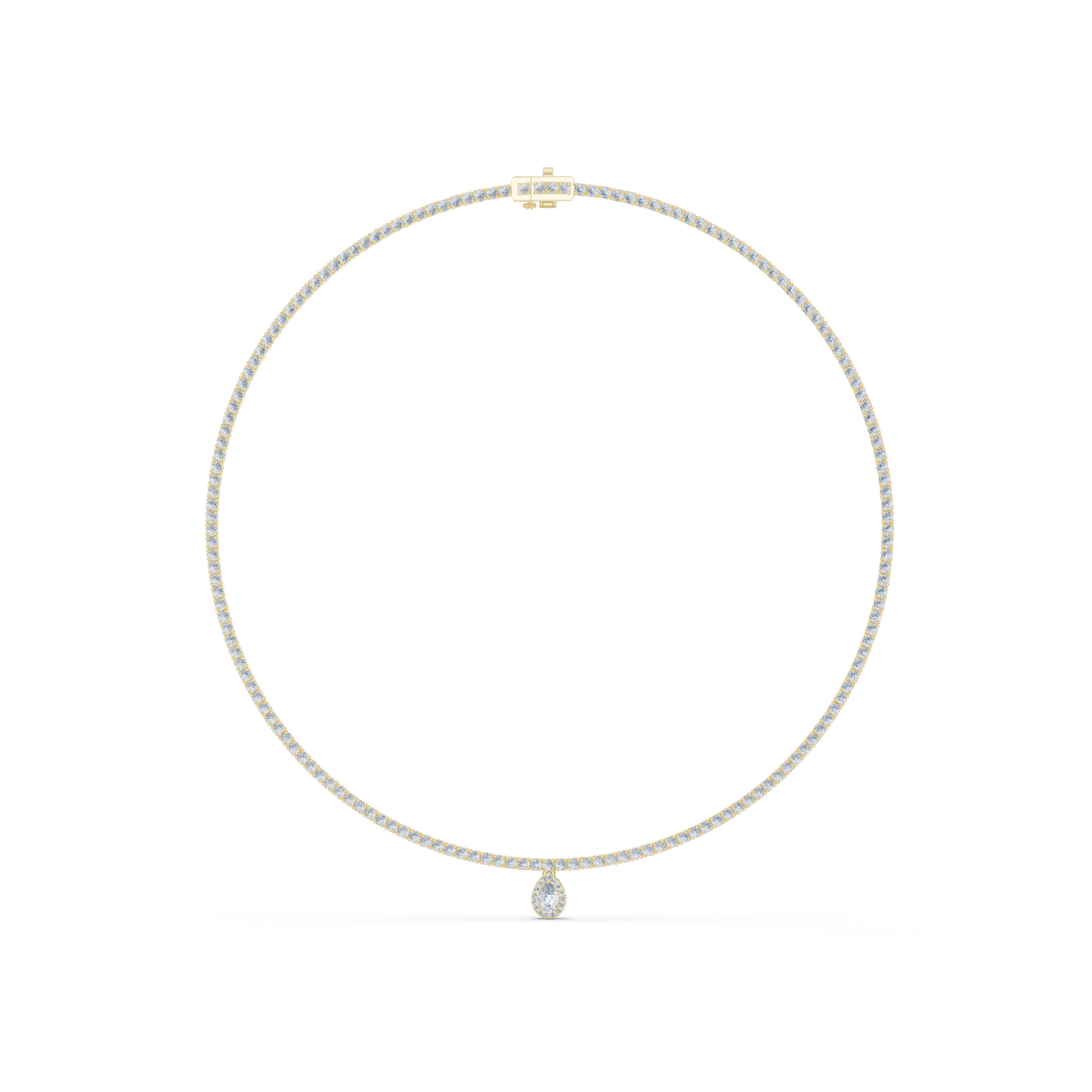 4.53 Ct Round & Pear Shape Lab Grown Diamond Solid vintage Women Necklace For Anniversary Gift
