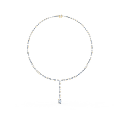 Oval Shape Lab Grown 10k Solid Rose Gold Fabulous Unique Diamond Necklace For Birthday Gift