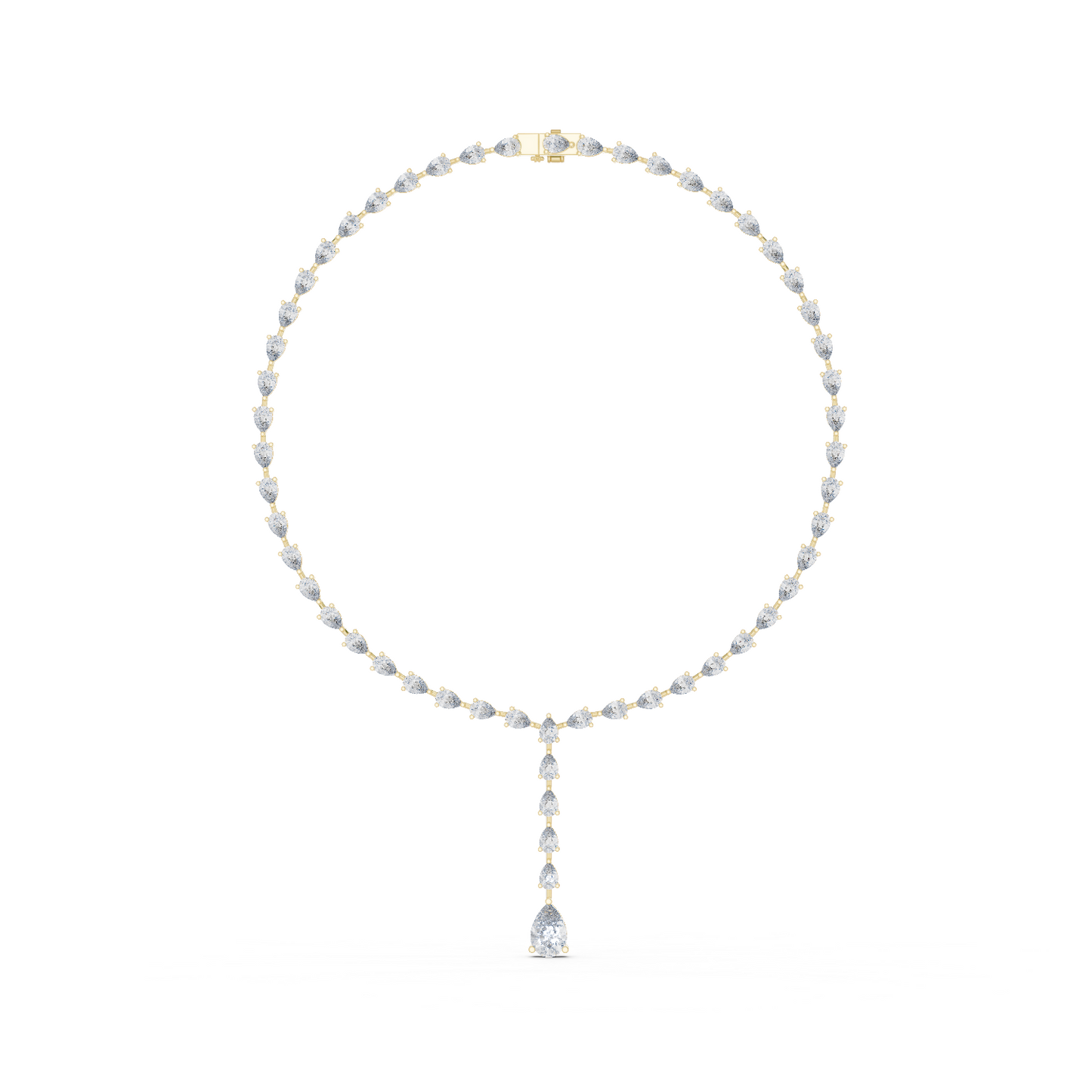 10k Solid White Gold Pear Shape Lab Grown Diamond With Tennis Classic Women Diamond Necklace