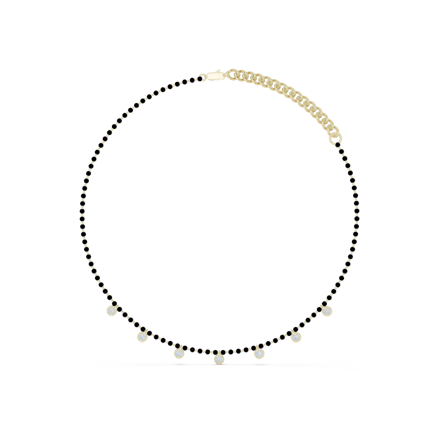 7 Stone 10k Solid White Gold Round Cut Lab Grown & Natural Diamond Graduation Necklace For Anniversary Gift