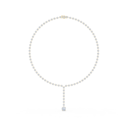 Round Shapes Lab Grown & Natural 13.44 Ct 10k Solid Gold Antiques Tennis Necklace For Her