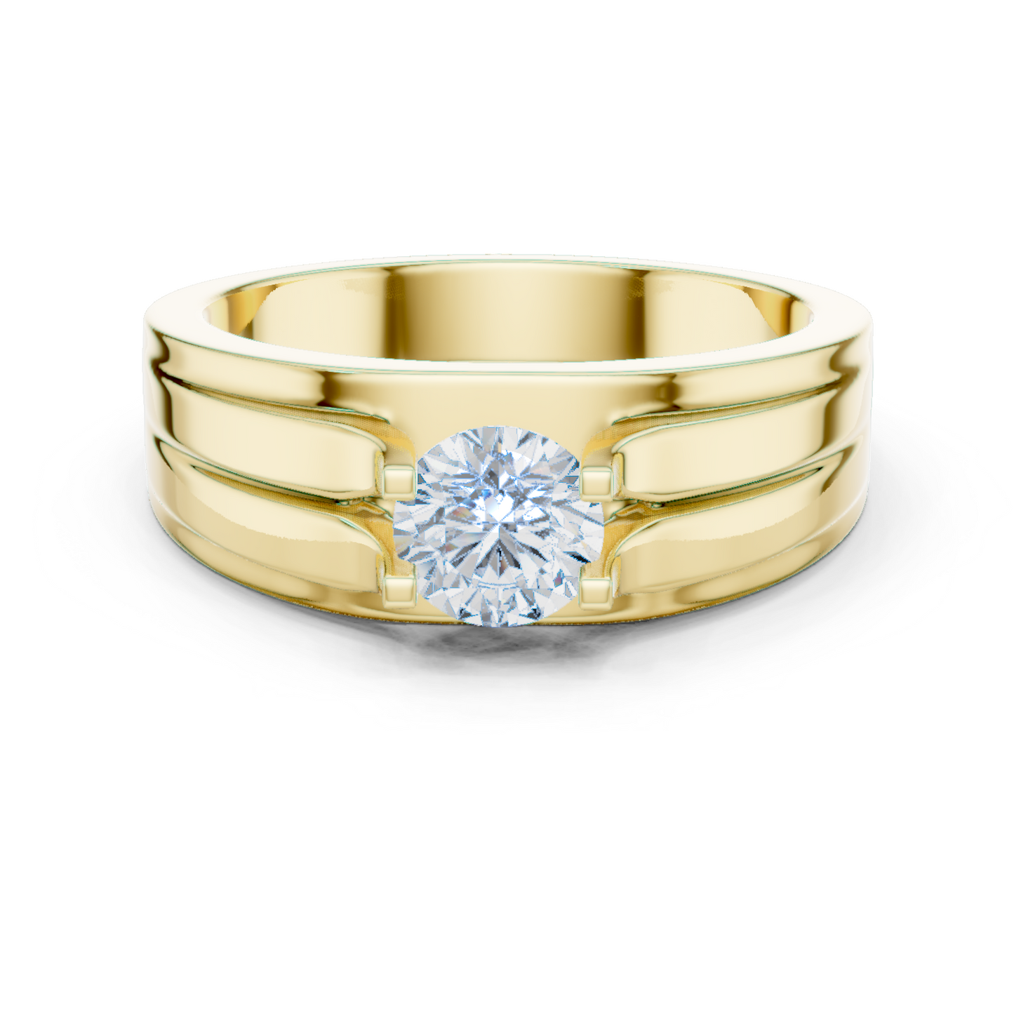 One Stone Round Shape Lab grown Diamond Elegance Vintage 14k Solid Gold Diamond Ring For Men's