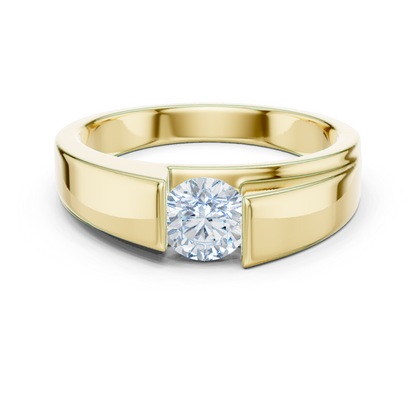 Men's Round Shapes Lab Grown Diamond 14k Solid Gold Stunning Wedding Wear Ring