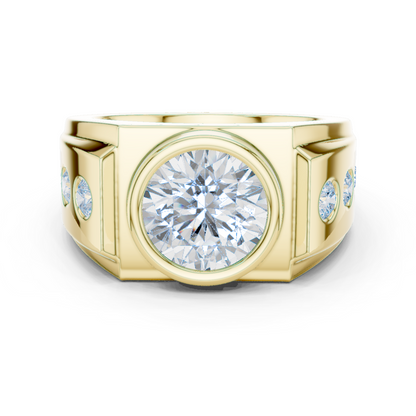 14k Solid Rose Gold Lab Grown Round Shapes Diamond Elegance Sparkle Men Ring Gift For Birthday