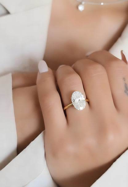 Solitaire Lab Grown Oval Cut Diamond Engagement Ring