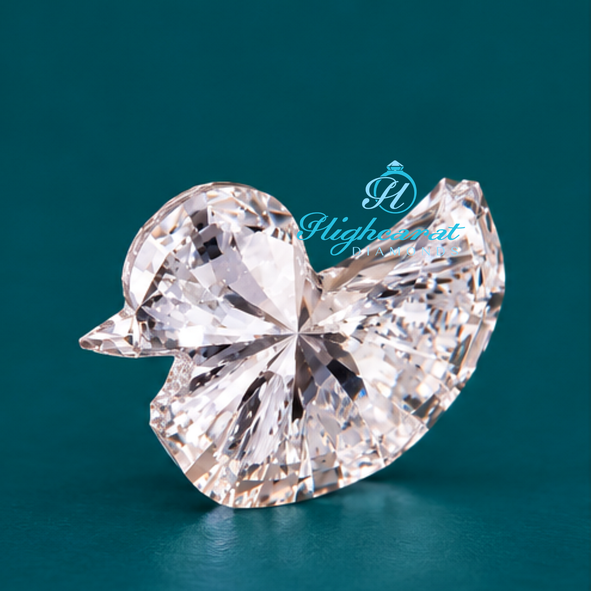 Close-up of duck side shape lab grown diamond