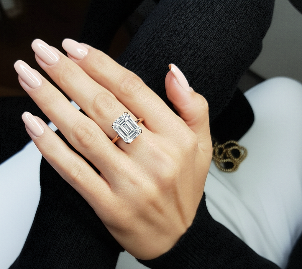 Lab Grown Emerald Cut Diamond Solitaire Engagement Ring