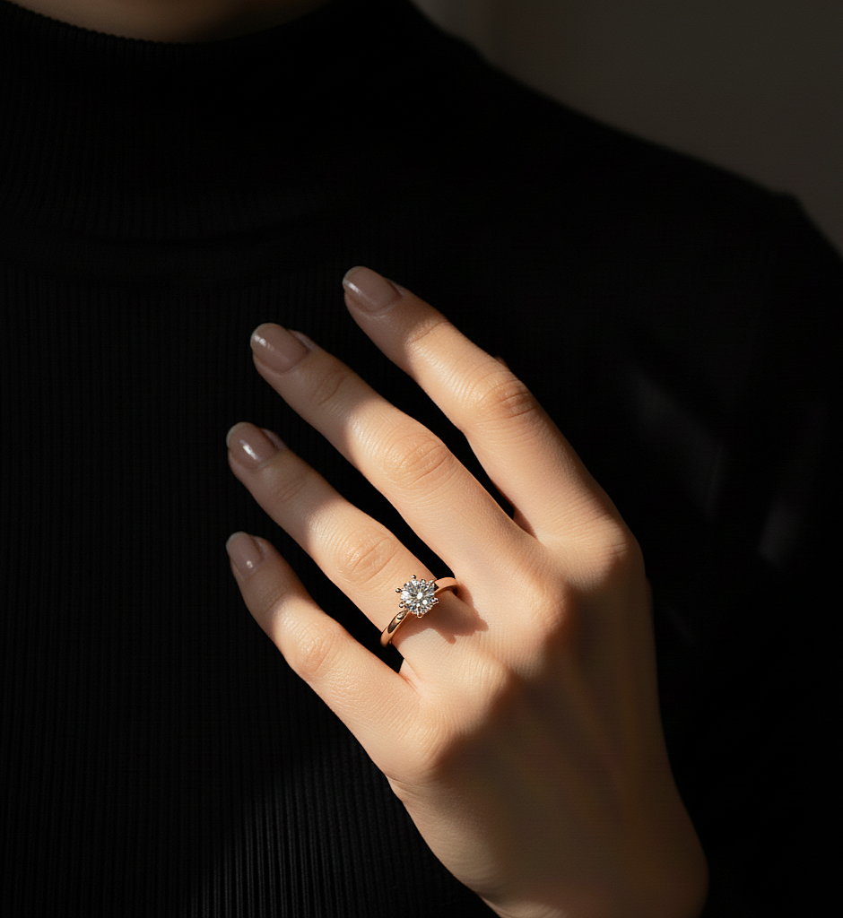 Lab Grown Round Diamond Six Claw Anniversary Ring