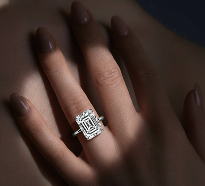 Lab Grown Emerald Cut Diamond Solitaire Ring
