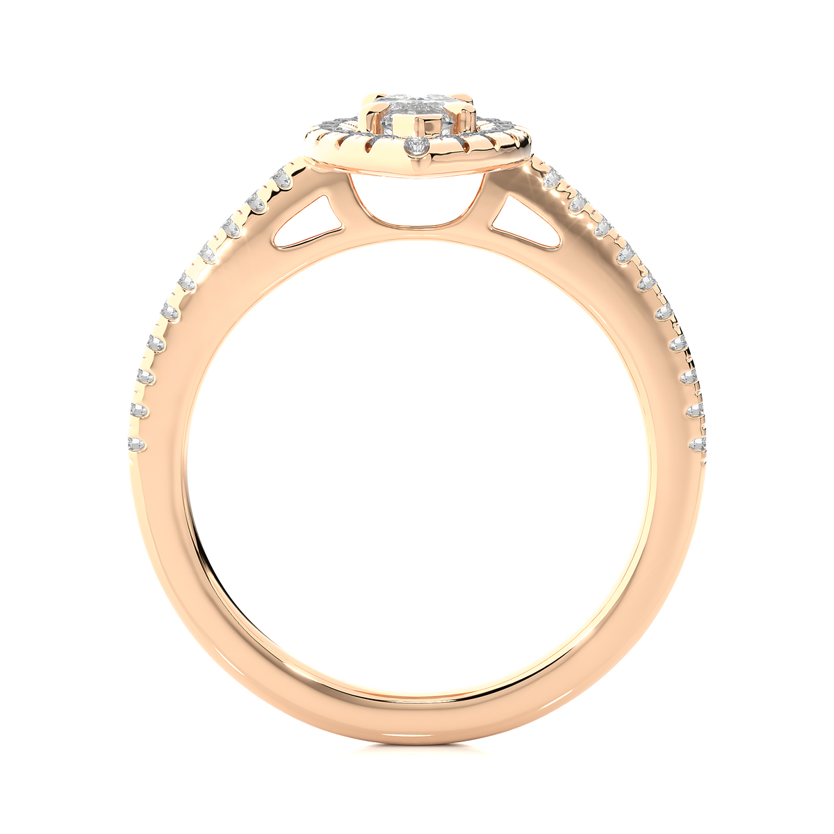 marquise and round cuts lab grown diamond ring, a new blend for special occasions - HIGHCARAT DIAMONDS