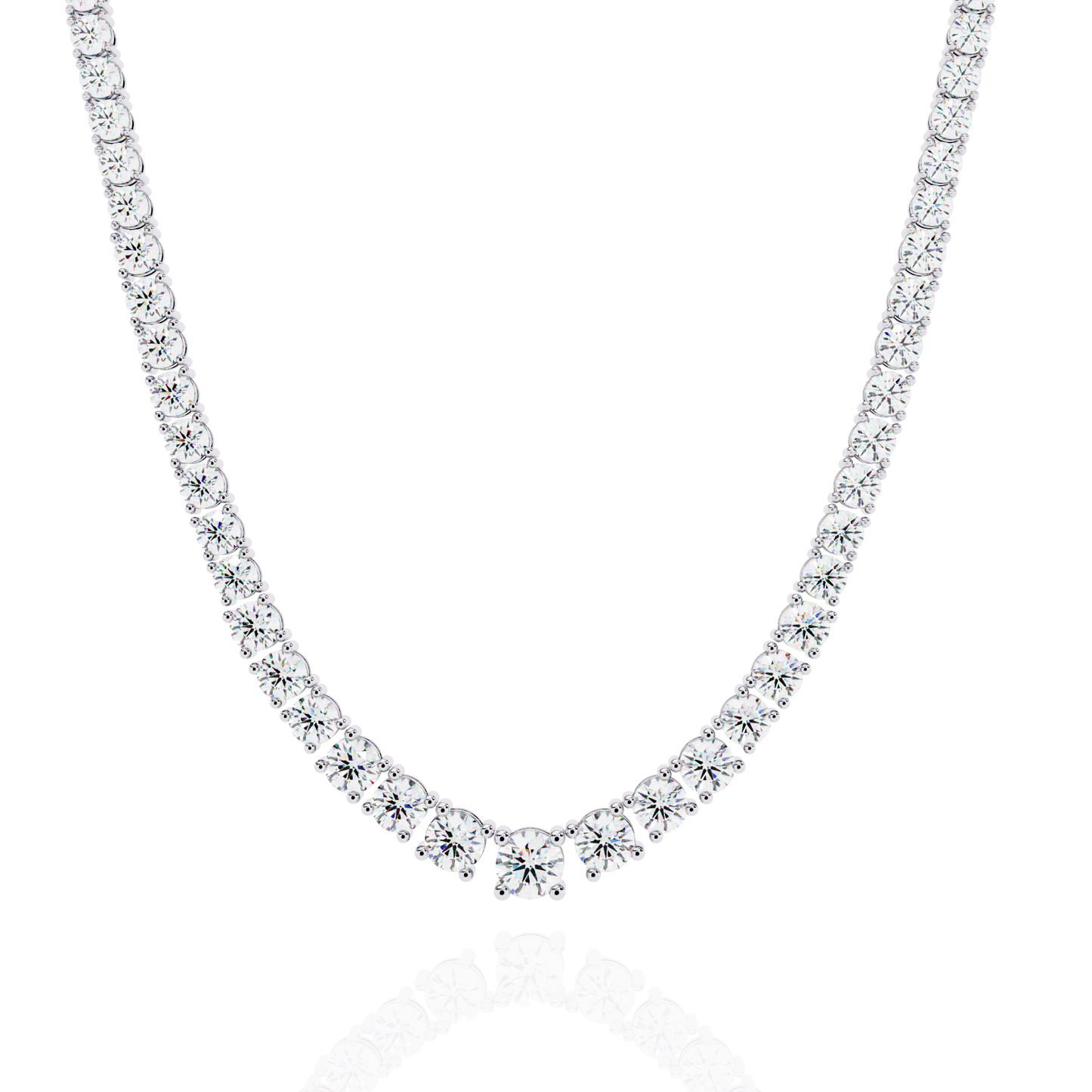 17.54 Ct Round Cut Lab Grown Diamond Prong Set Elegant Minimalist Unisex Vintage Chain Tennis Necklace
