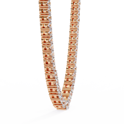 17.54 Ct Round Cut Lab Grown Prong Set Elegant Minimalist Vintage Chain Tennis Necklace For Her