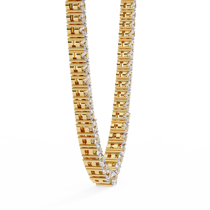 17.54 Ct Round Cut Lab Grown Prong Set Elegant Minimalist Vintage Chain Tennis Necklace For Her