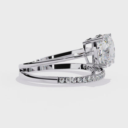 Solitaire 2.41Ct Cushion and Round Cut Diamond Elegant Channel Set Minimalist Classic Perfect Ring