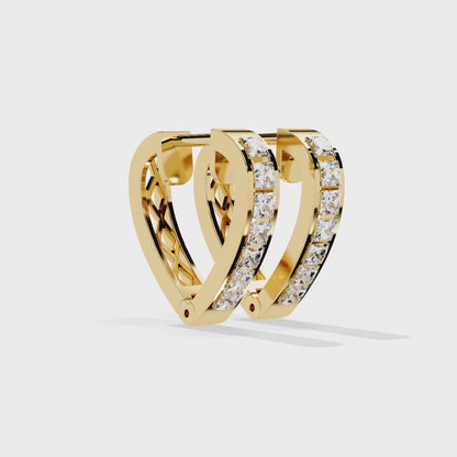 Vintage Princess Cut Top Grade Diamond Elegant Minimalist Stunning Handmade Hoop Party Wear Earring For Her