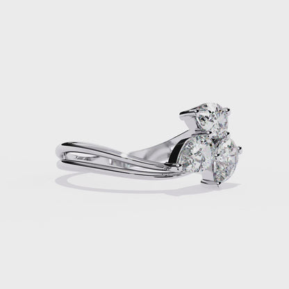 1.06CT Pear Cut Lab Grown Diamond Delicate Sparkling Three Stone Ring Gift For Her