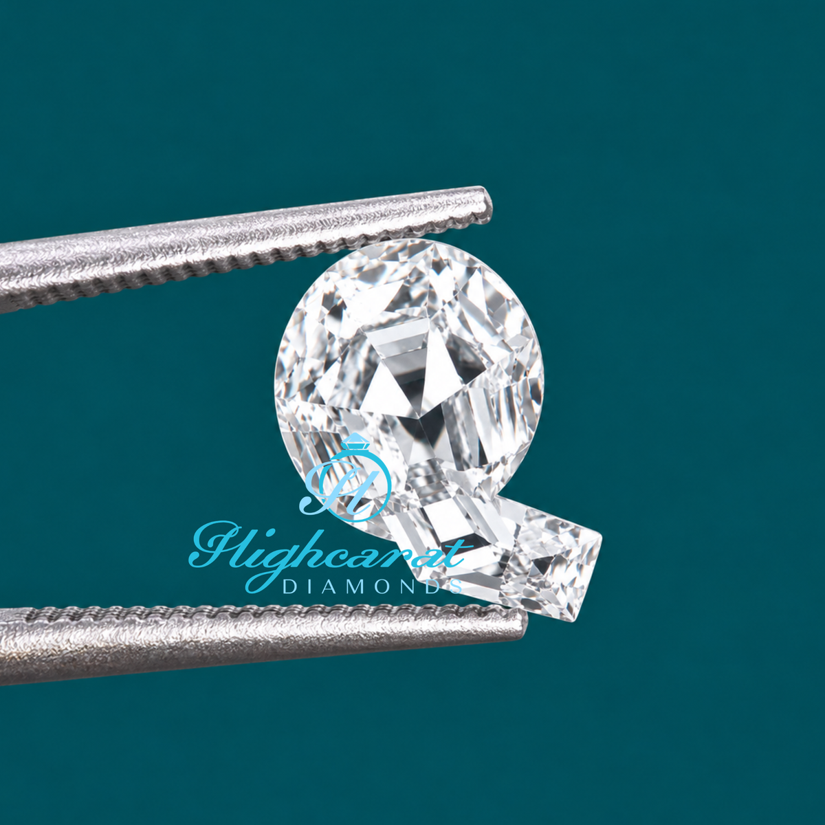 Close-up of Q alphabet cut lab grown diamond