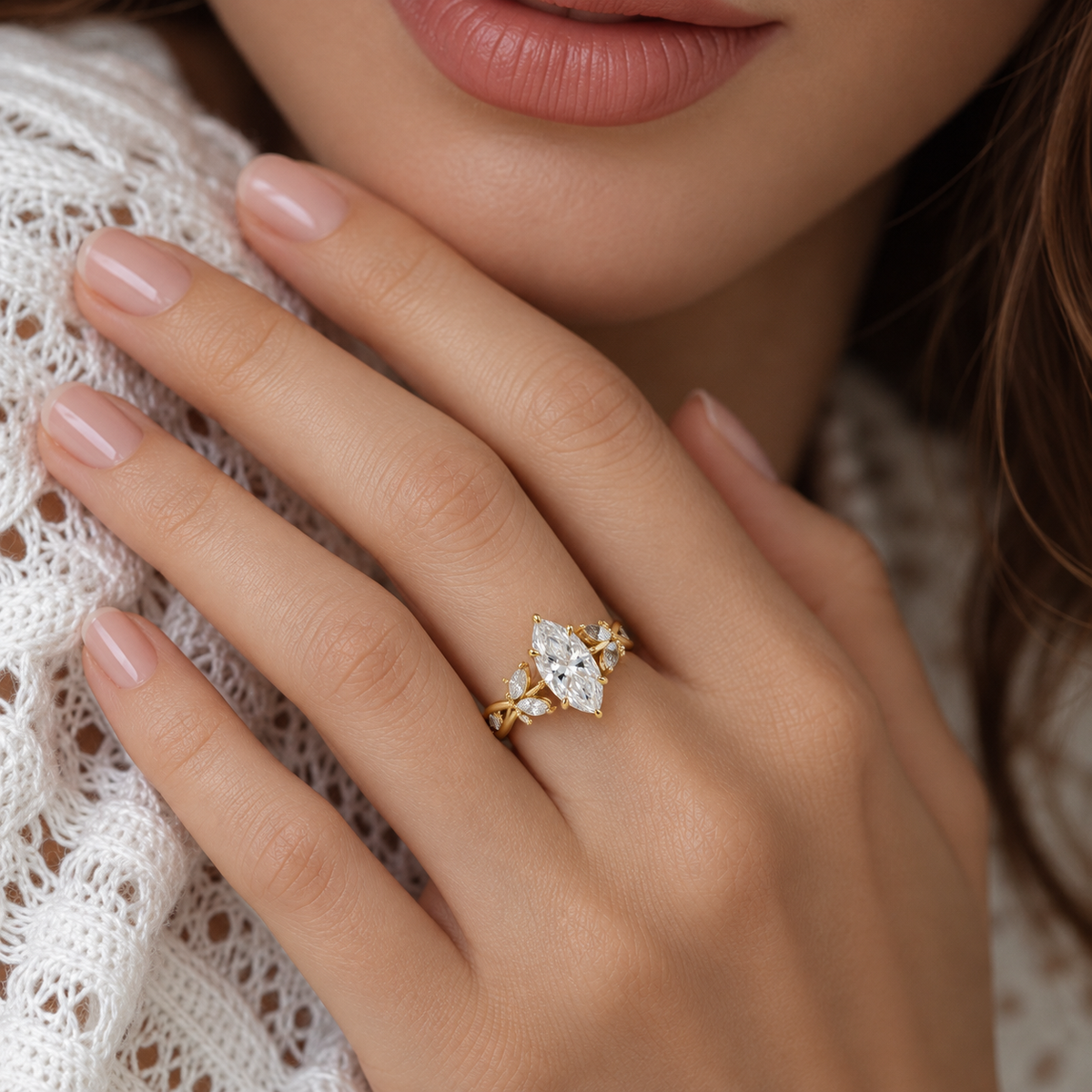 Marquise Cut Lab Grown Diamond Vintage Ring