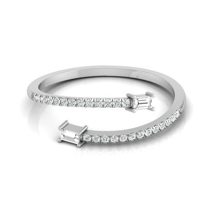 0.18 CT Baguette And Round Cut Open Cuff Engagement Ring For Women's