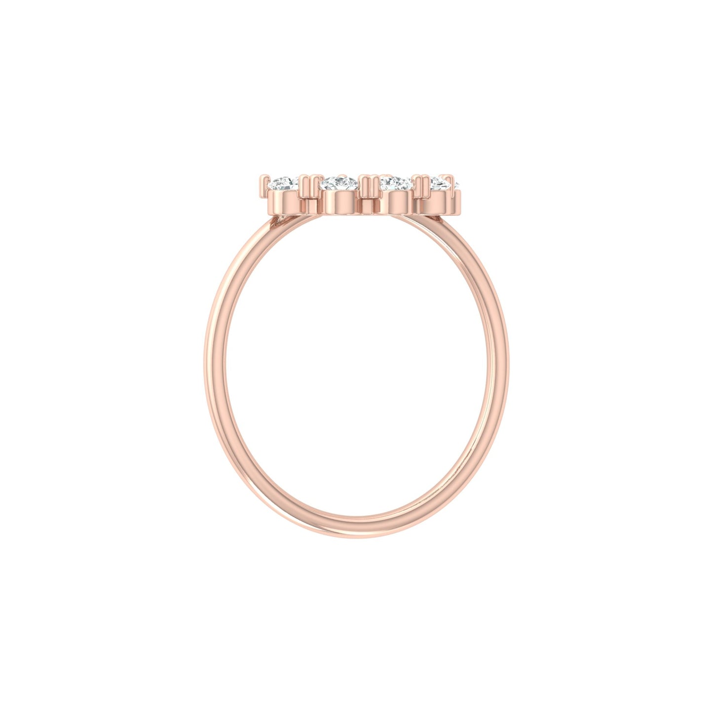 14K Solid Gold Hands Curved Diamond Band Ring Pear Marquise Round Diamond Ring