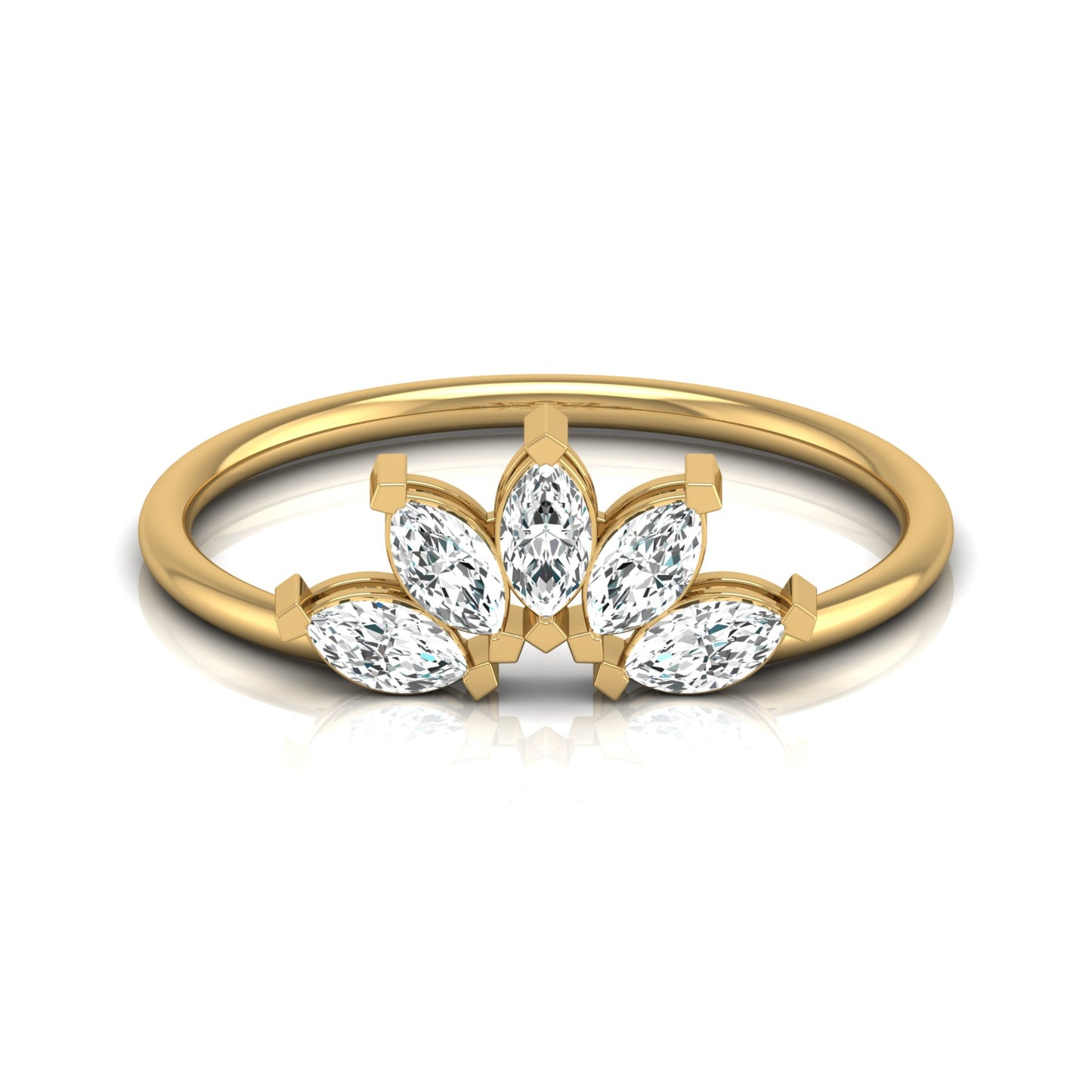 Curved Wedding Ring Women Marquise Lab Grown Diamond Ring Unique Crown Daily Wear Ring