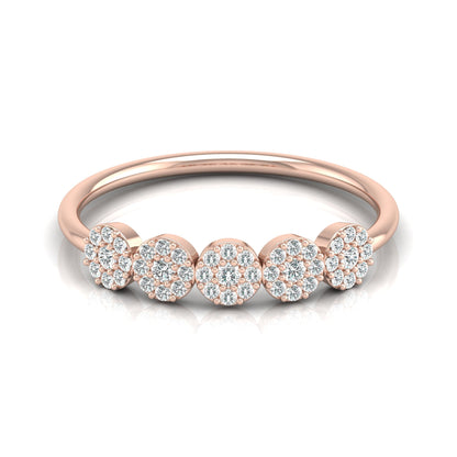 Cluster Round Diamond Band Ring Dainty Elegant Wedding Band In 14K Solid Gold