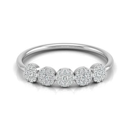 Cluster Round Diamond Band Ring Dainty Elegant Wedding Band In 14K Solid Gold