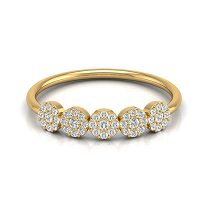 Cluster Round Diamond Band Ring Dainty Elegant Wedding Band In 14K Solid Gold