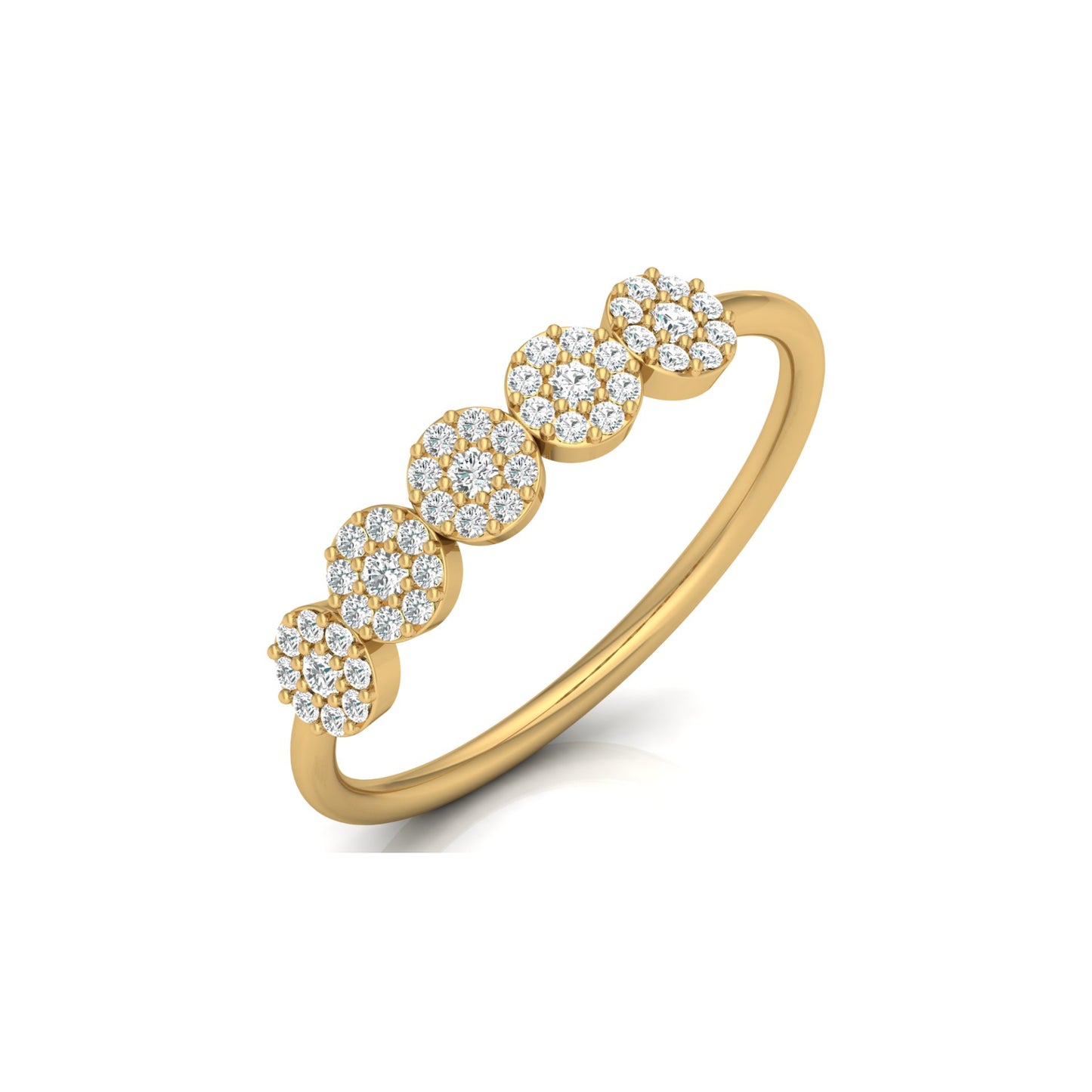 Cluster Round Diamond Band Ring Dainty Elegant Wedding Band In 14K Solid Gold