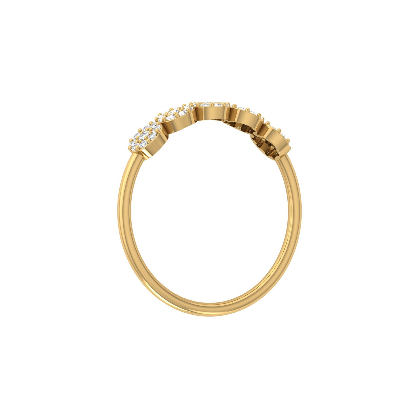Cluster Round Diamond Band Ring Dainty Elegant Wedding Band In 14K Solid Gold
