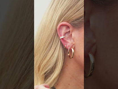 14K White Lab-Grown Ruby Hinged  Hoop Earrings