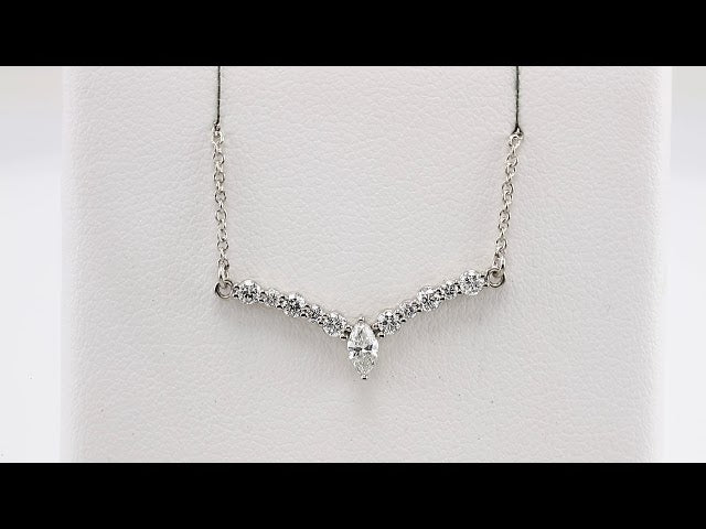 14K White 1/3 CTW Natural Diamond V 16" Necklace