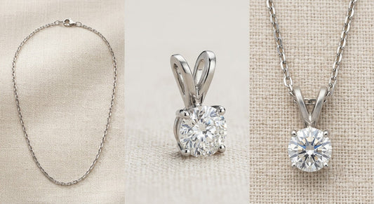 Pendant and necklace showing the difference between a decorative pendant and a complete necklace