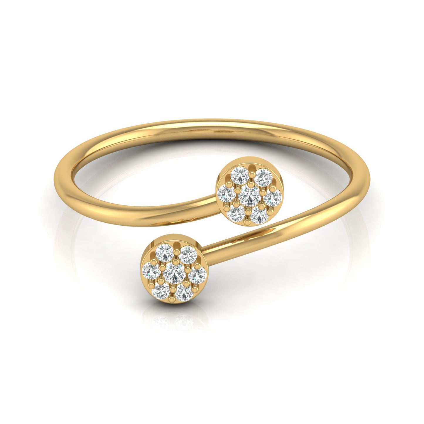 0.10 CT Bypass Round Diamond Women's Ring for Her In 14KT Gold Lab-Grown Or Natural