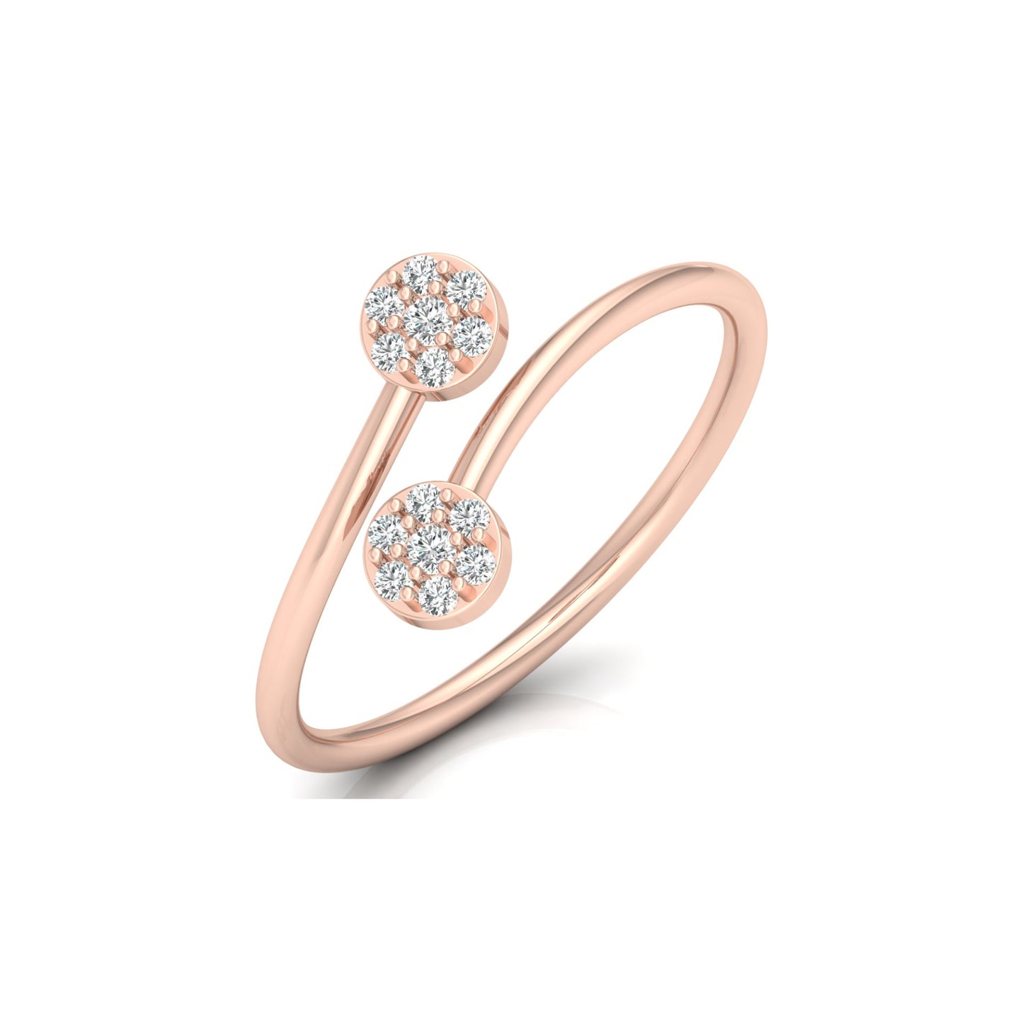 0.10 CT Bypass Round Diamond Women's Ring for Her In 14KT Gold Lab-Grown Or Natural