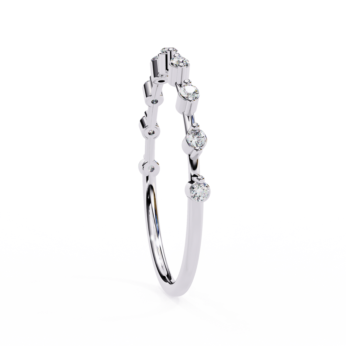 Round Cut 0.11Ct Diamond Prong Set Dainty Stackable Cluster Vintage Stacking Daily Wear Band For Her - HIGHCARAT DIAMONDS