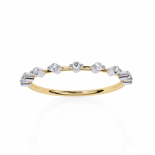 Round Cut 0.11Ct Diamond Prong Set Dainty Stackable Cluster Vintage Stacking Daily Wear Band For Her - HIGHCARAT DIAMONDS