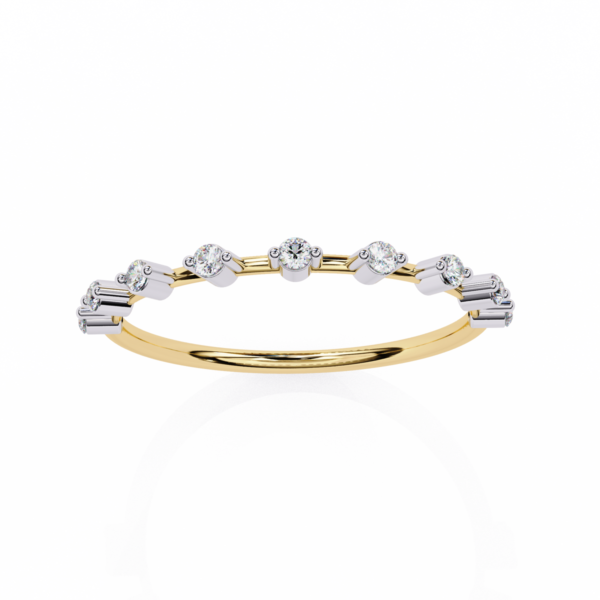 Round Cut 0.11Ct Diamond Prong Set Dainty Stackable Cluster Vintage Stacking Daily Wear Band For Her - HIGHCARAT DIAMONDS