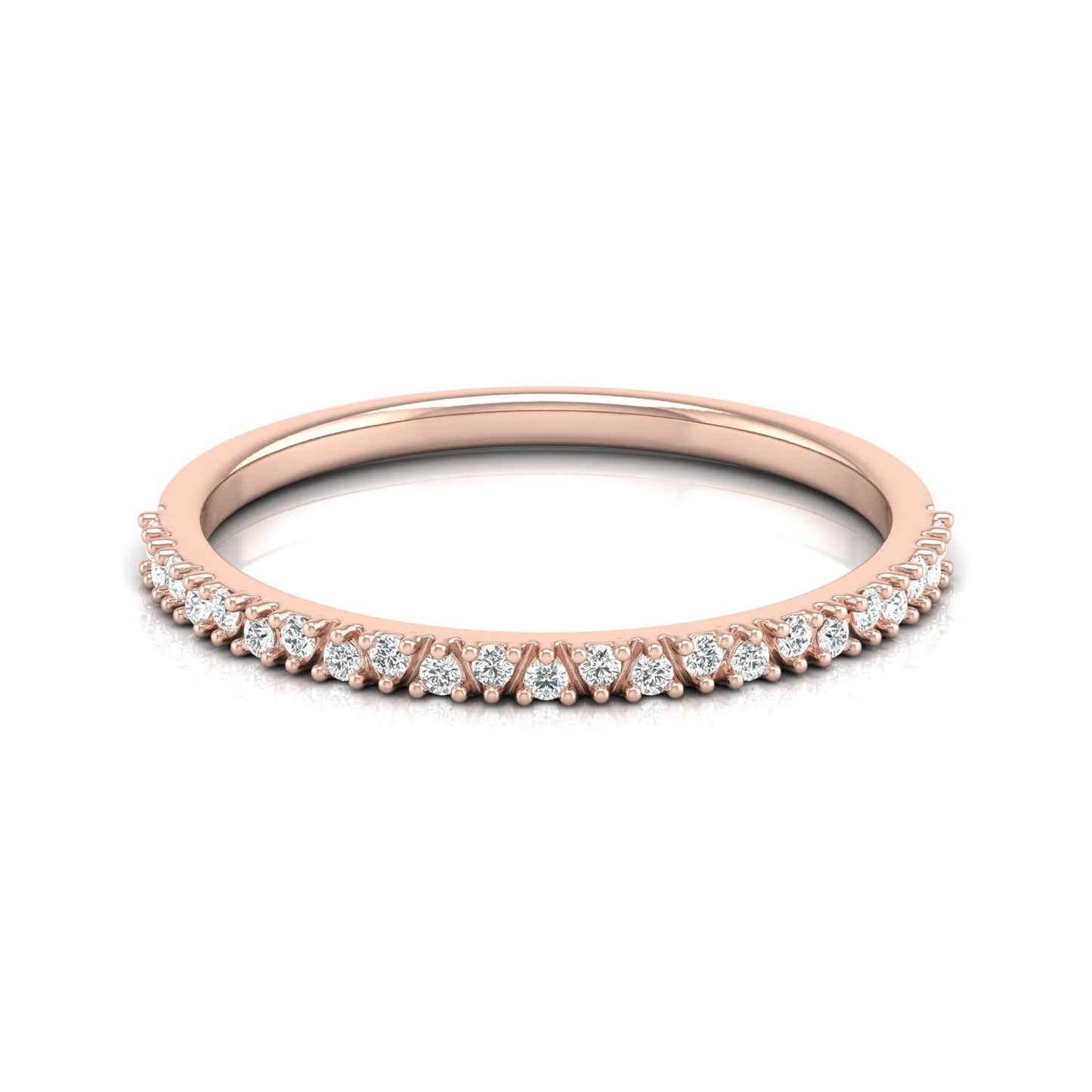 0.11 CT Round Diamond Wedding Band Ring in 14K Gold for Women Lab-Grown or Natural - HIGHCARAT DIAMONDS