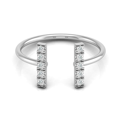 0.13 CT Colorless Round Unique Open Wedding Band Engagement Ring For Her