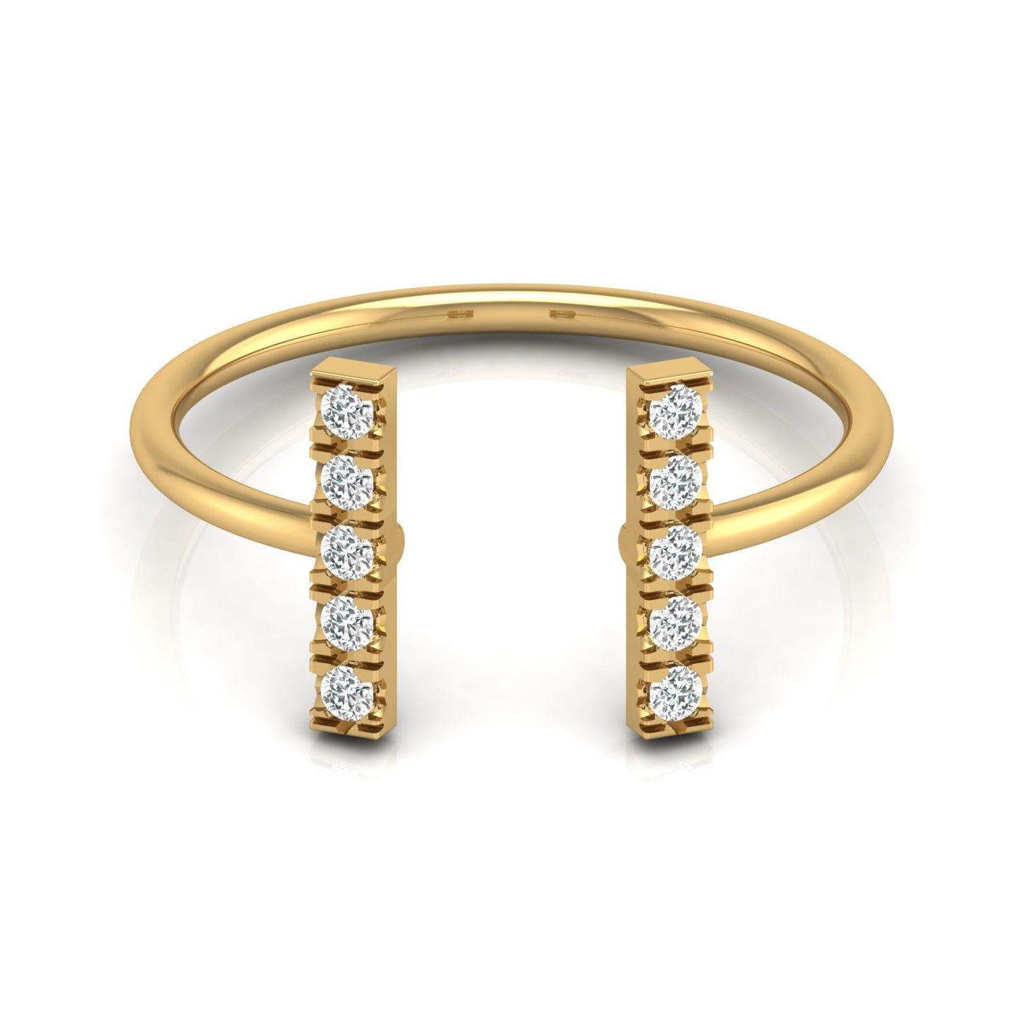 0.13 CT Colorless Round Unique Open Wedding Band Engagement Ring For Her