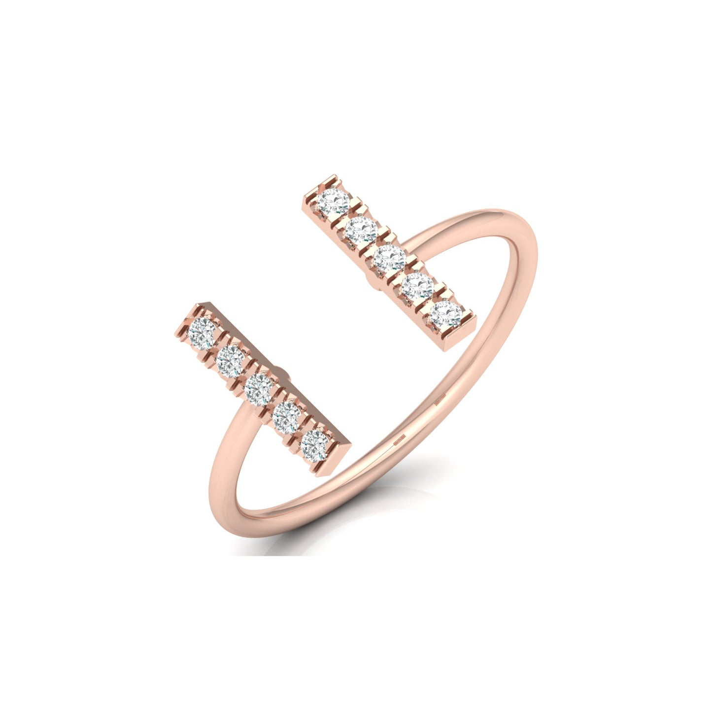 0.13 CT Colorless Round Unique Open Wedding Band Engagement Ring For Her