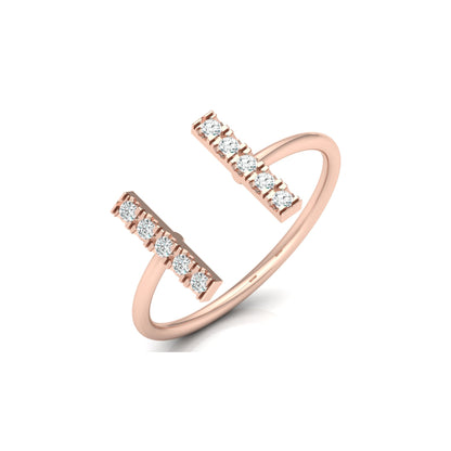 0.13 CT Colorless Round Unique Open Wedding Band Engagement Ring For Her