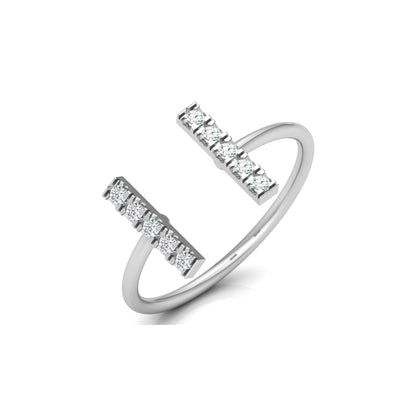 0.13 CT Colorless Round Unique Open Wedding Band Engagement Ring For Her