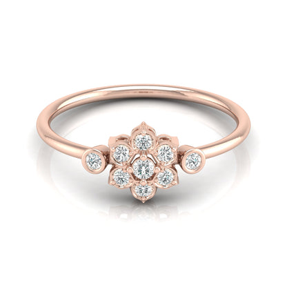 0.14 CT Round Cut Bezel Set Floral Wedding Ring Nature-Inspired Jewelry For Women's
