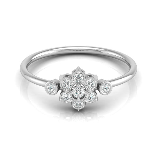 0.14 CT Round Cut Bezel Set Floral Wedding Ring Nature-Inspired Jewelry For Women's - HIGHCARAT DIAMONDS