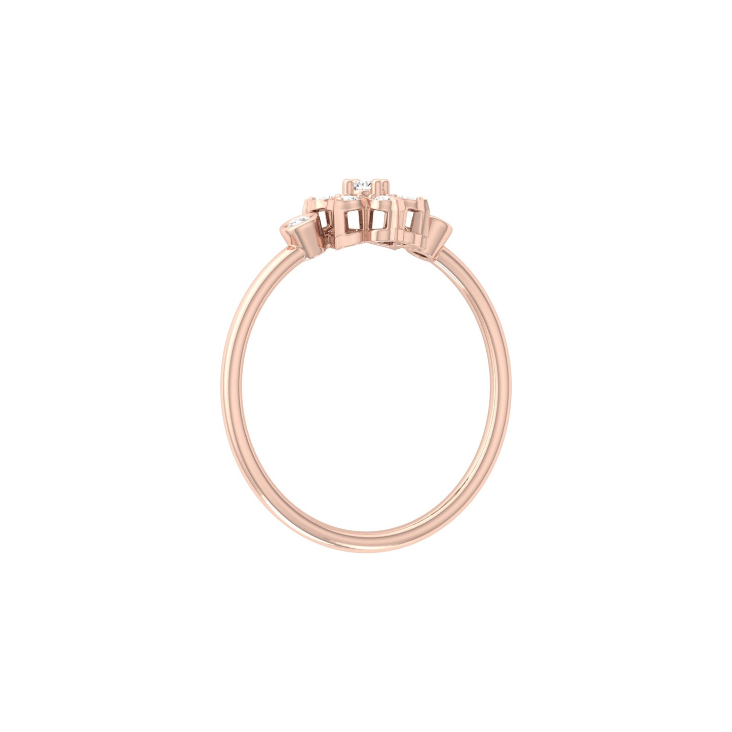 0.14 CT Round Cut Bezel Set Floral Wedding Ring Nature-Inspired Jewelry For Women's